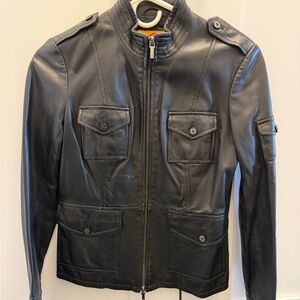 Tory Burch Black Military Leather Jacket